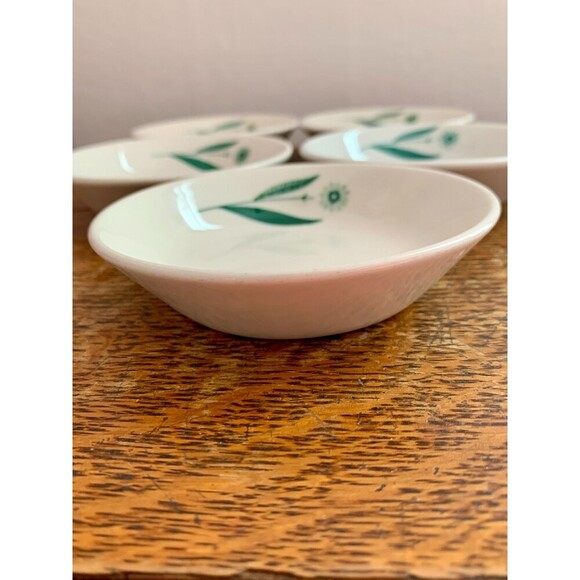 5X Set Homer Laughlin USA Green Field Condiment/Dipping Bowls VTG Caribe Mcnicol - Picture 9 of 10